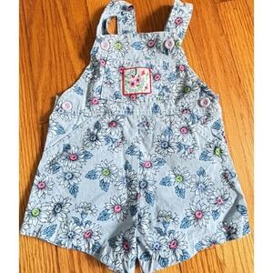 Vintage Catton Candy Baby Overall Shortalls Floral All Over‎ Print Sz 24 Months
